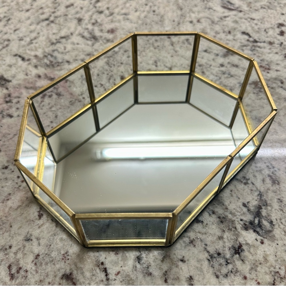 Bloomingdale's Mirrored Vanity Tray Cosmetic Perfume Holder